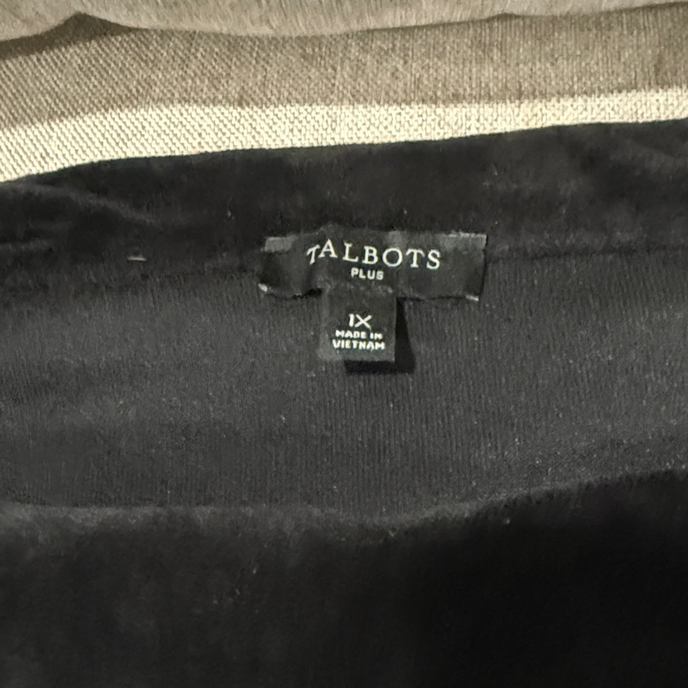 Talbots Plus Luxurious Black Velvet Blouse